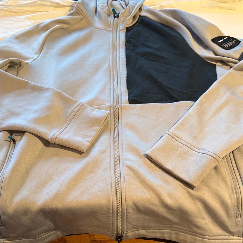 Yeti Cycles Mens Grey Black Full Zip Performance Fleece Hoodie Jacket Size Large - Picture 11 of 15